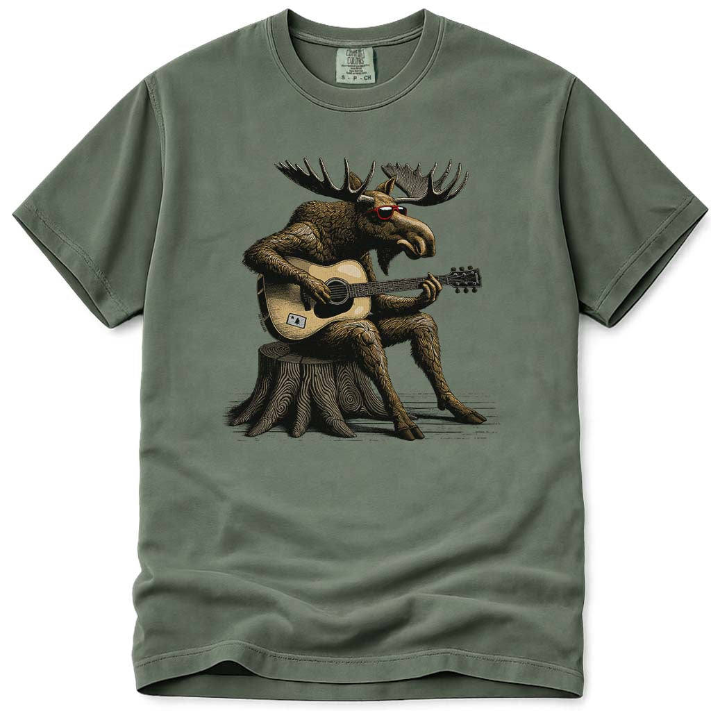 Guitar Moose T Shirt - Moss