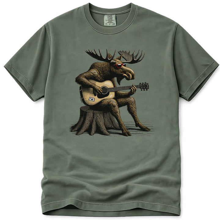 Guitar Moose T Shirt - Moss