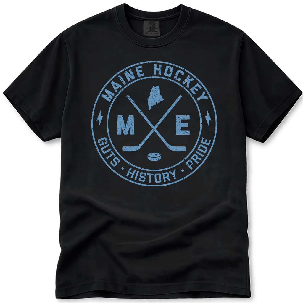 Guts History Pride Maine Hockey T Shirt - Black