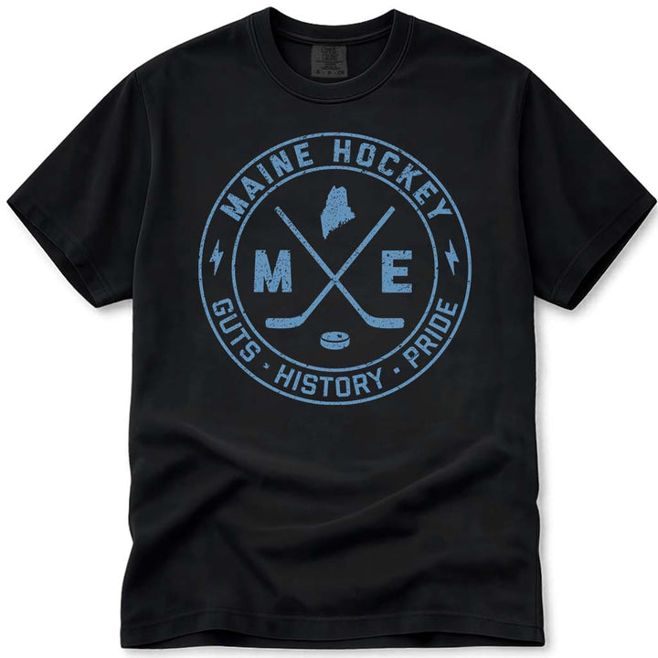 Guts History Pride Maine Hockey T Shirt - Black