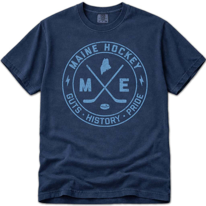 Guts History Pride Maine Hockey T Shirt - Navy