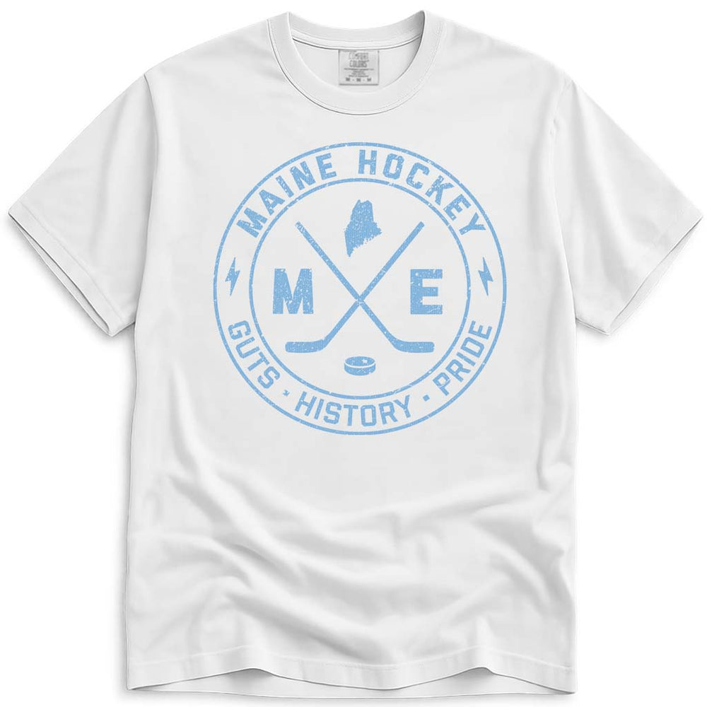 Guts History Pride Maine Hockey T Shirt - White