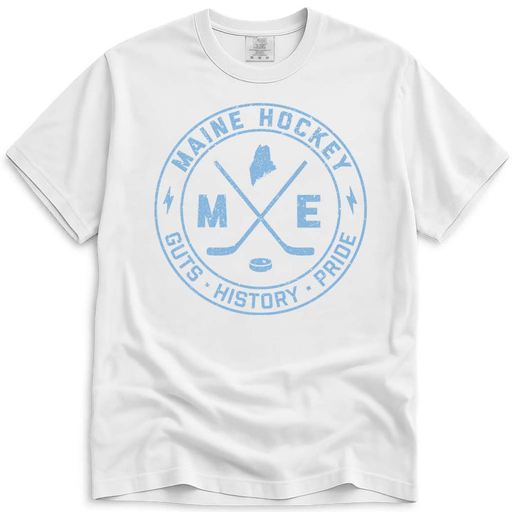 Guts History Pride Maine Hockey T Shirt - White