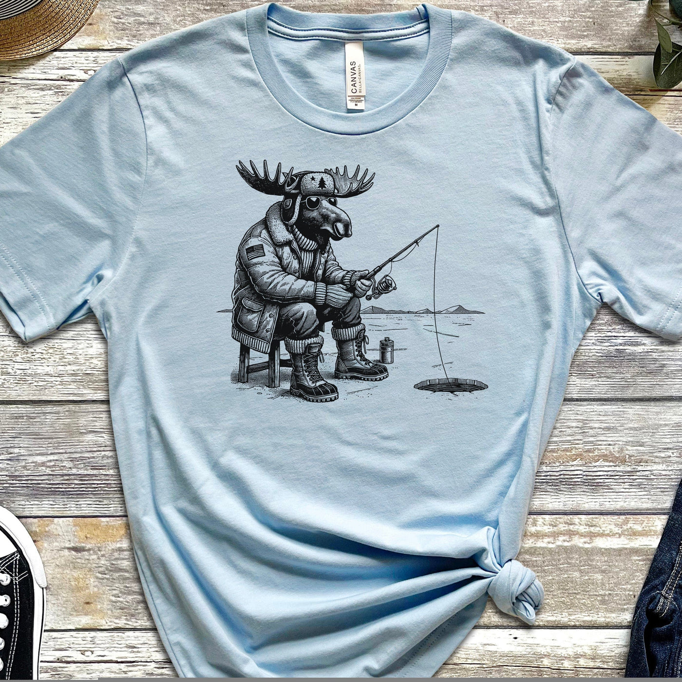 Hard Water Moose Ice Fishing T-Shirt