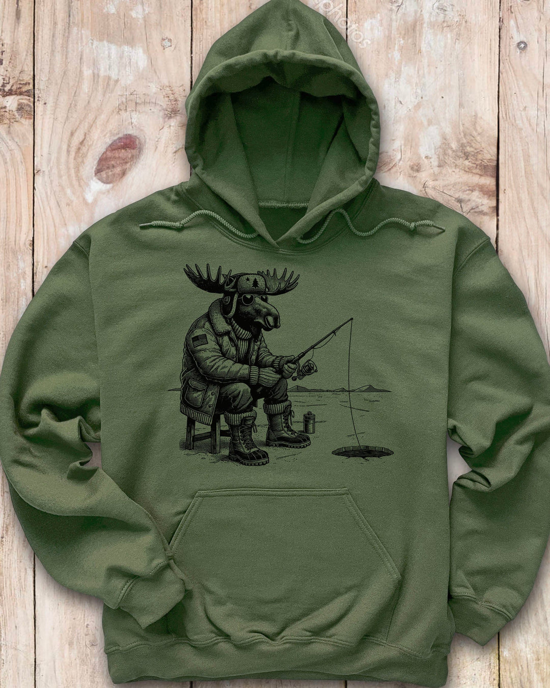 Hard Water Moose Ice Fishing Hoodie