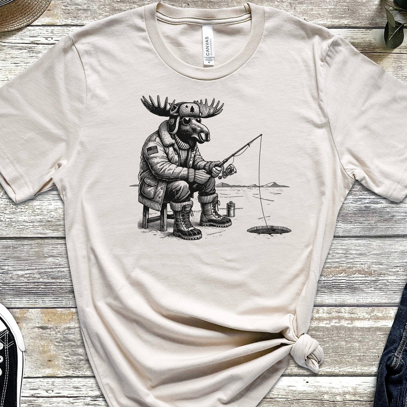 Hard Water Moose Ice Fishing T-Shirt