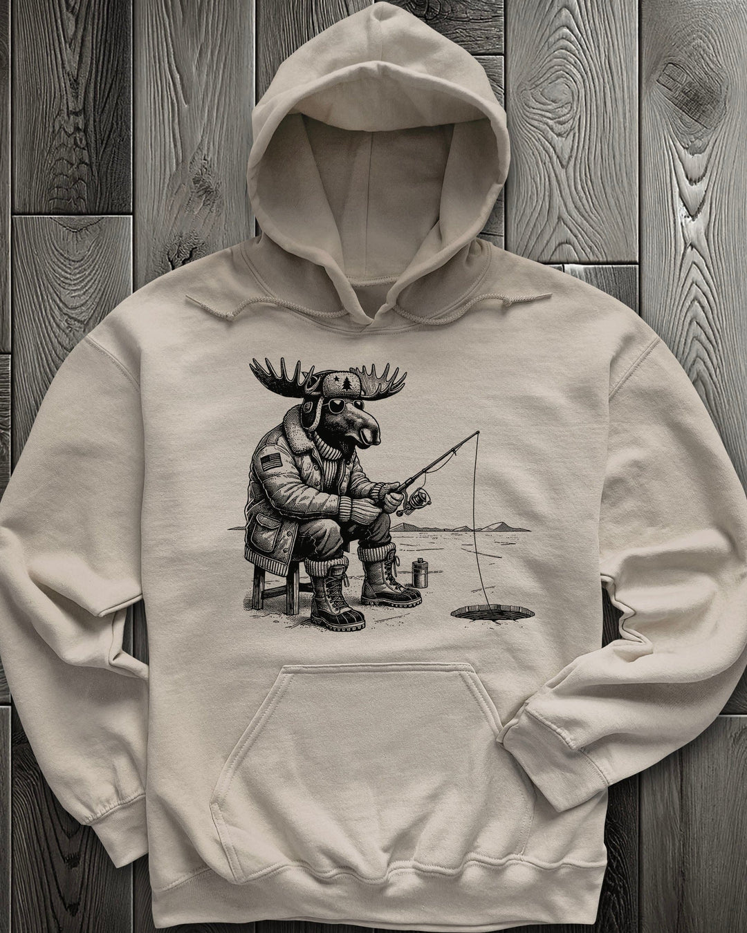 Hard Water Moose Ice Fishing Hoodie