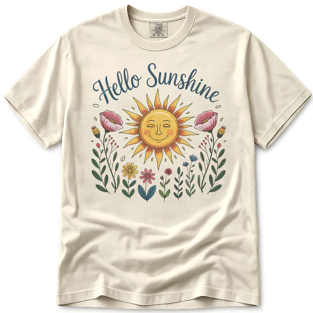 Hello Sunshine Cute Nature Outdoor Spring Floral T-Shirt - Ivory