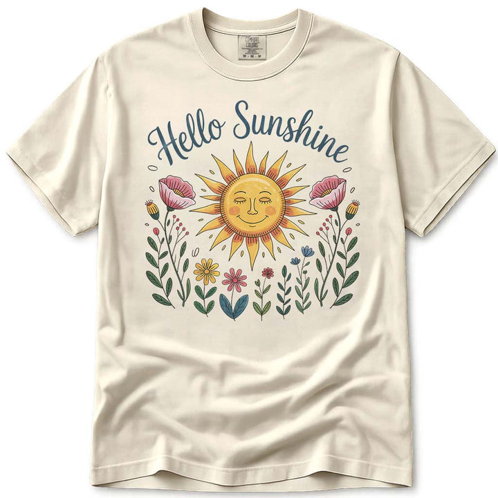 Hello Sunshine Cute Nature Outdoor Spring Floral T-Shirt - Ivory