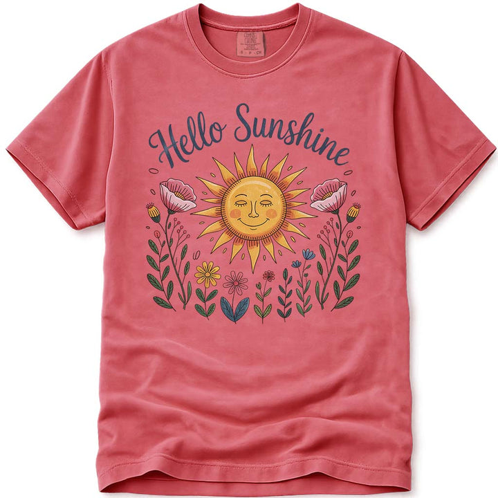 Hello Sunshine Cute Nature Outdoor Spring Floral T-Shirt - Watermelon