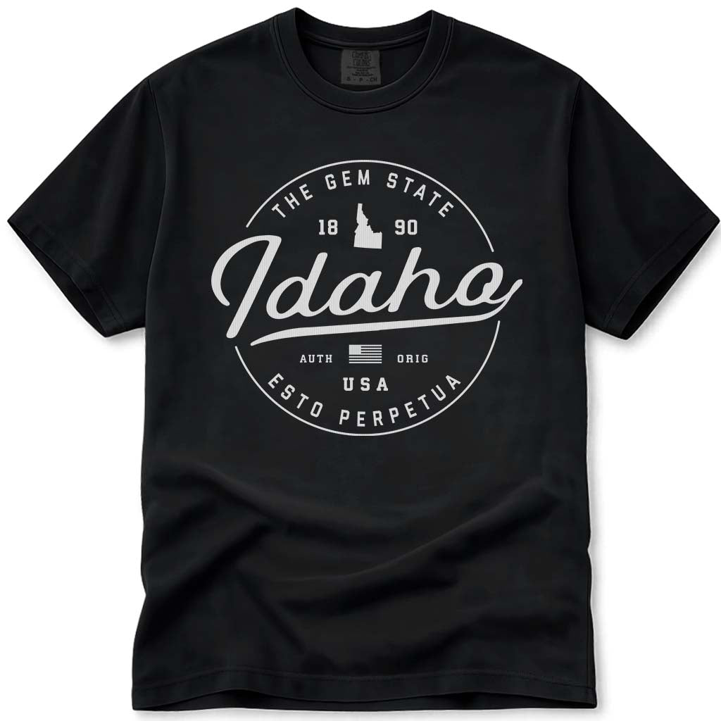 Idaho T Shirt, The Gem State - Black