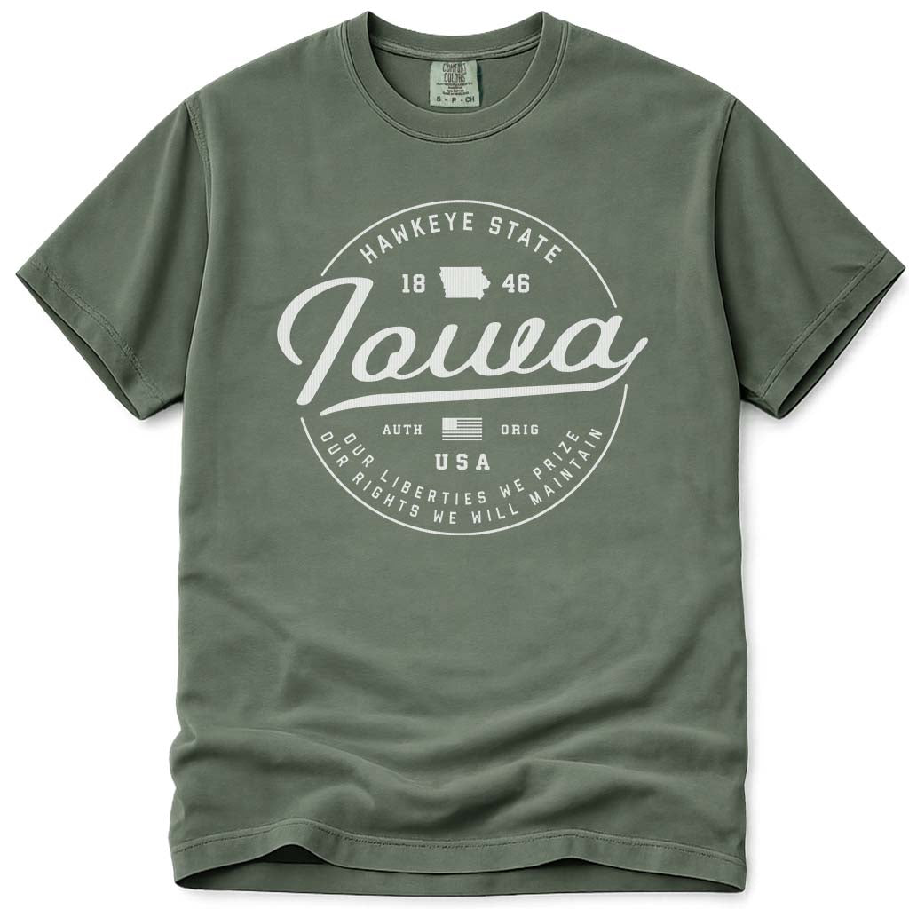 State of Iowa T Shirt - Moss