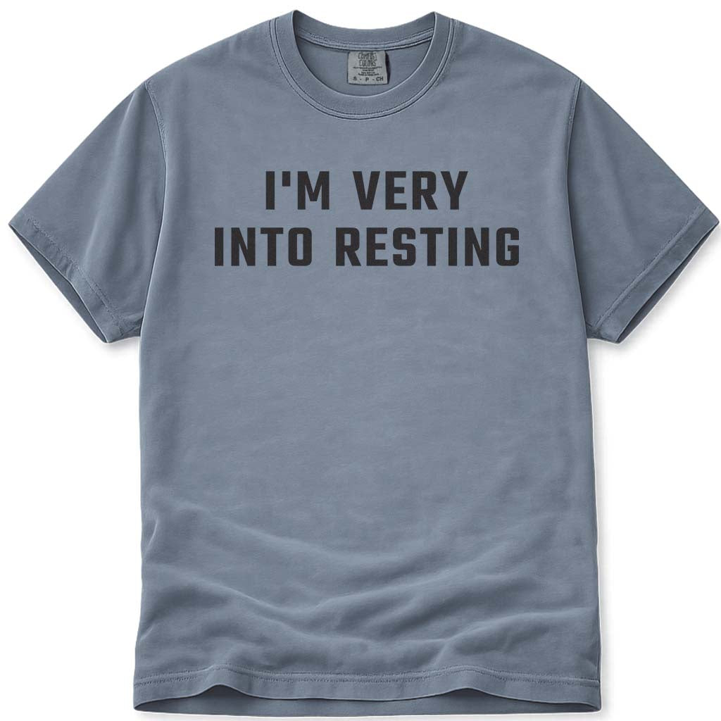 I'm Very Into Resting Dad Pun Tee - Blue Jean