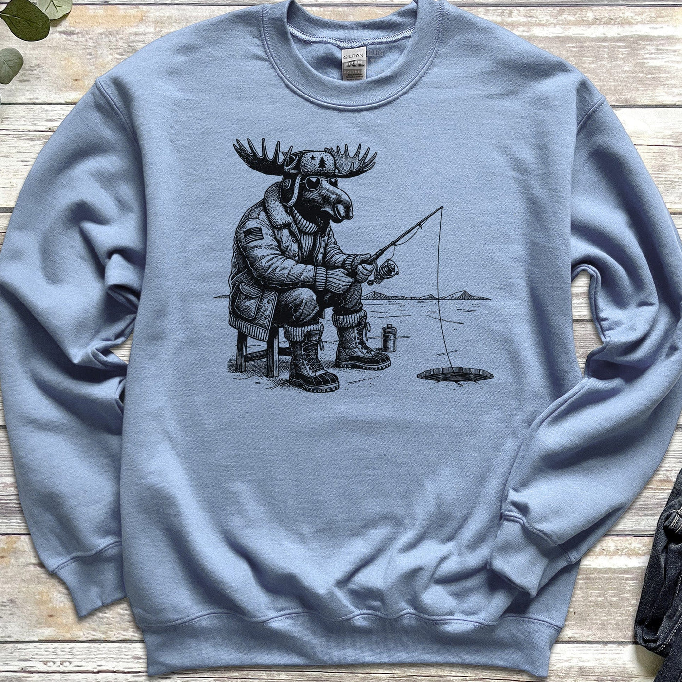 Hard Water Moose Ice Fishing Sweatshirt