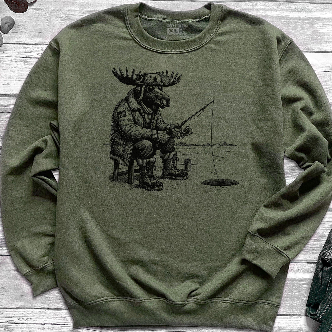 Hard Water Moose Ice Fishing Sweatshirt