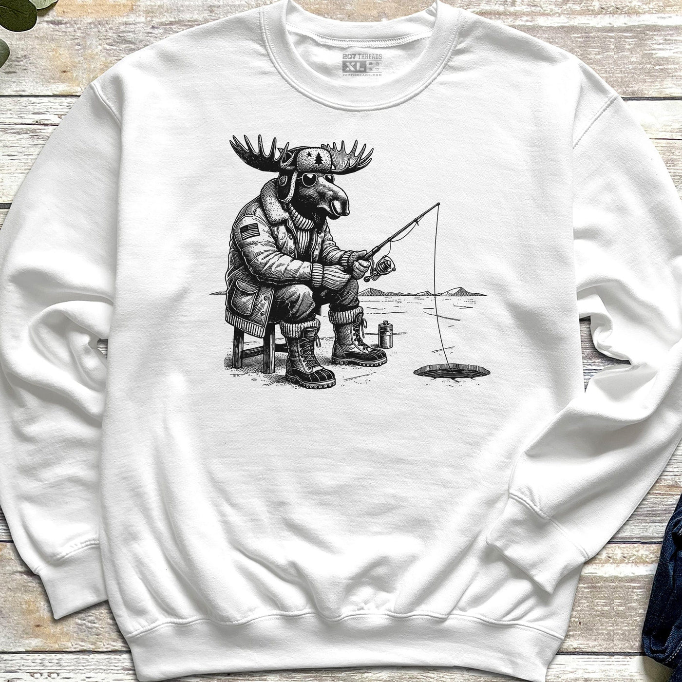 Hard Water Moose Ice Fishing Sweatshirt