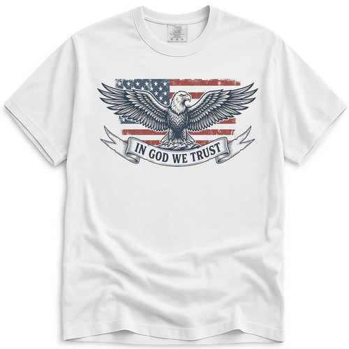 In God We Trust USA Flag Eagle Patriotic Tee