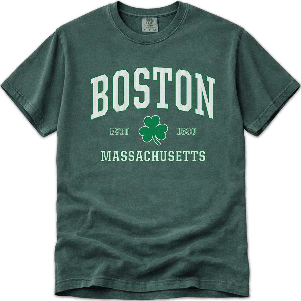 Irish Boston T Shirt - Boston Massachusetts Tee - Blue Spruce