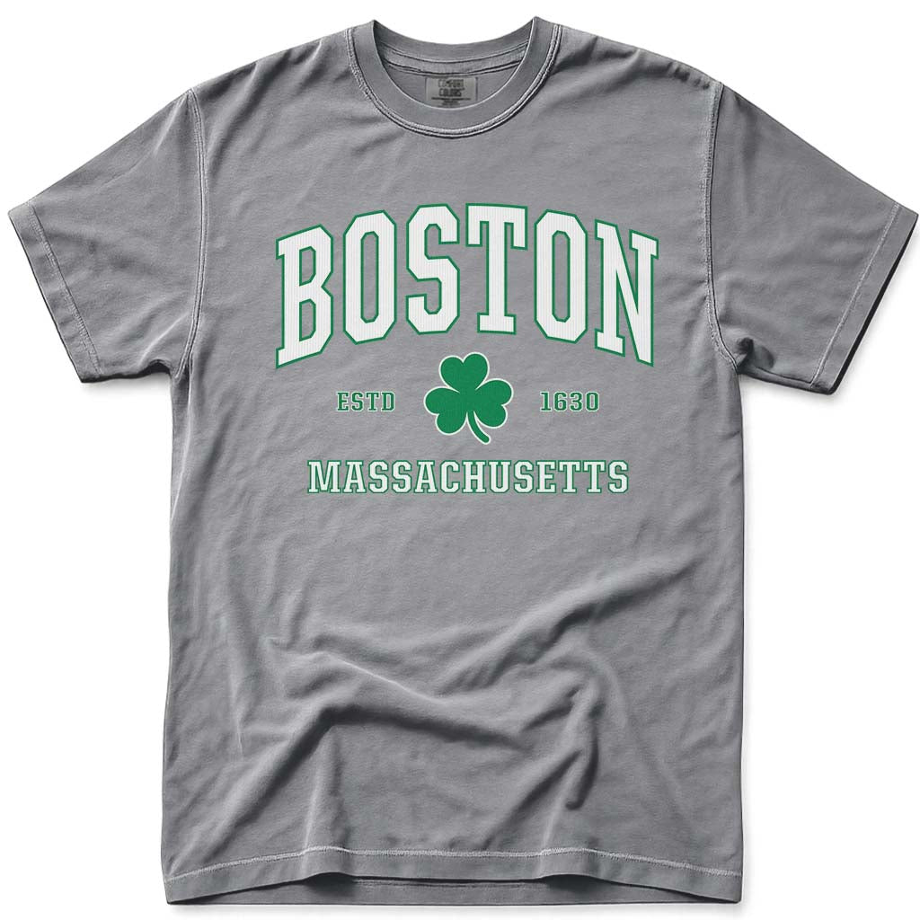 Irish Boston T Shirt - Boston Massachusetts Tee - Grey