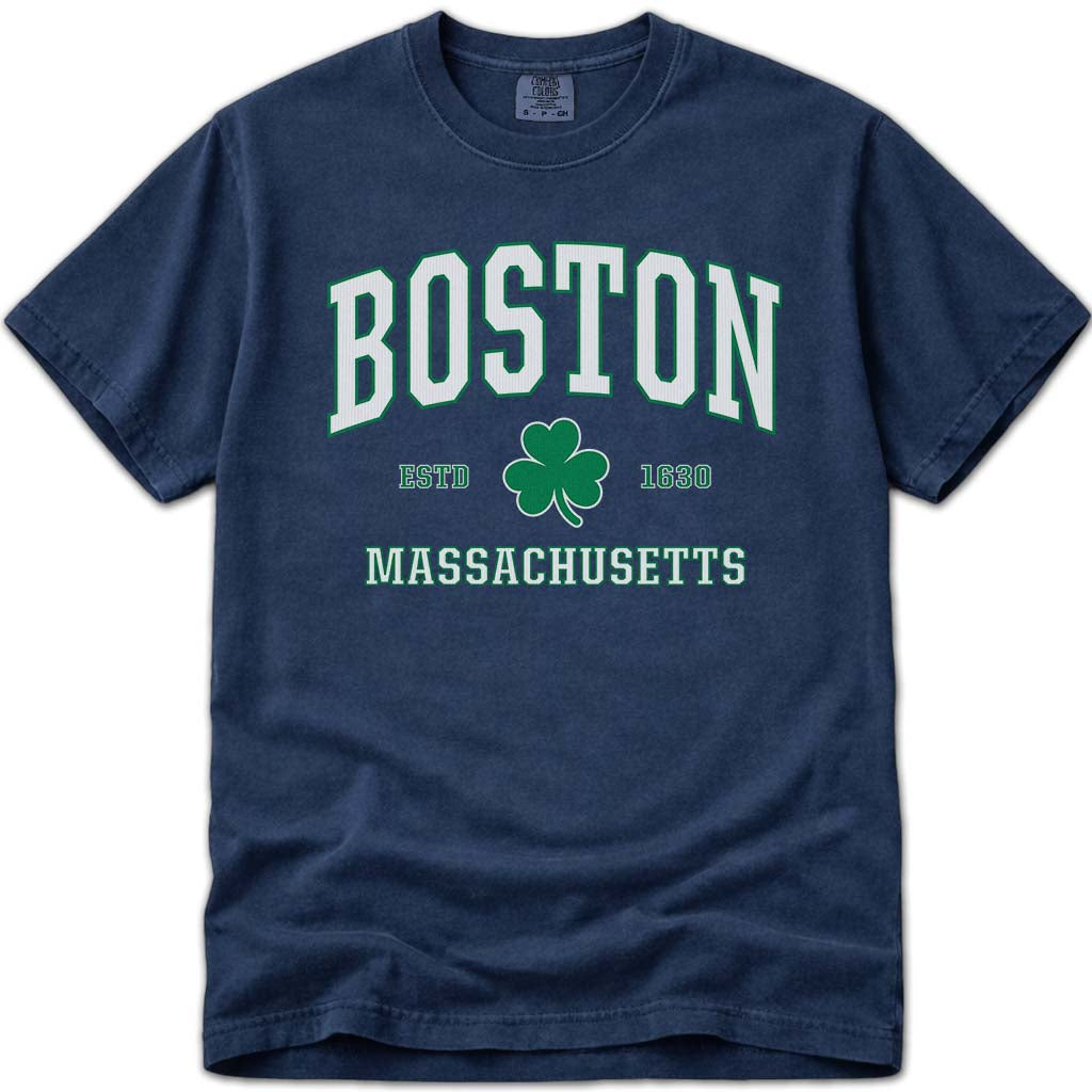 Irish Boston T Shirt - Boston Massachusetts Tee - Navy