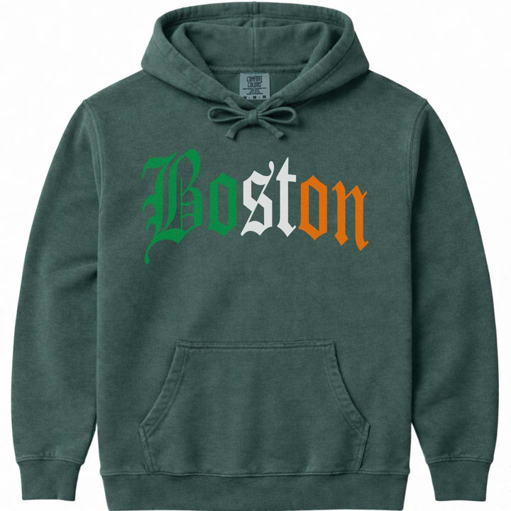 Irish Flag Boston Hoodie Sweatshirt - Blue Spruce