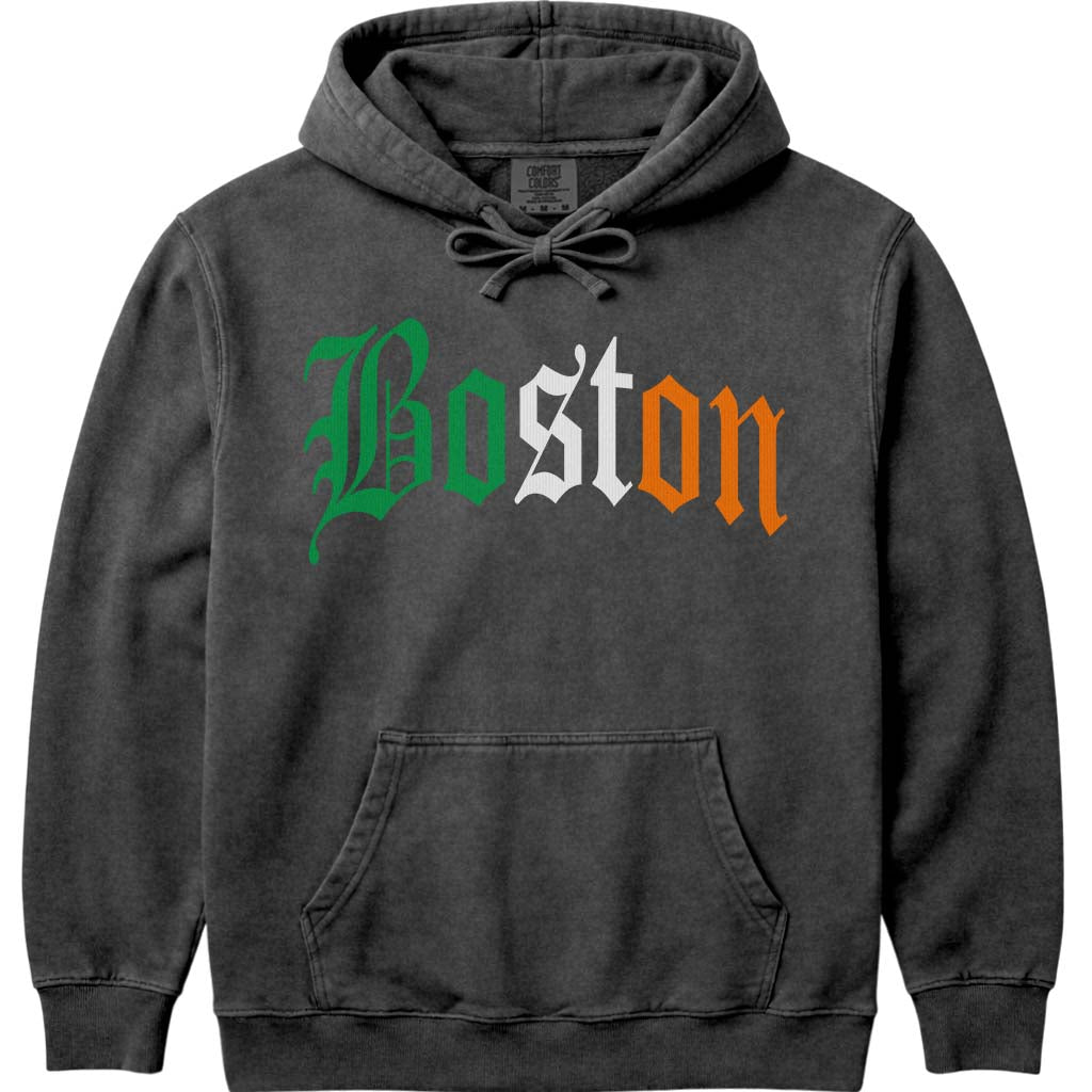 Irish Flag Boston Hoodie Sweatshirt - Pepper