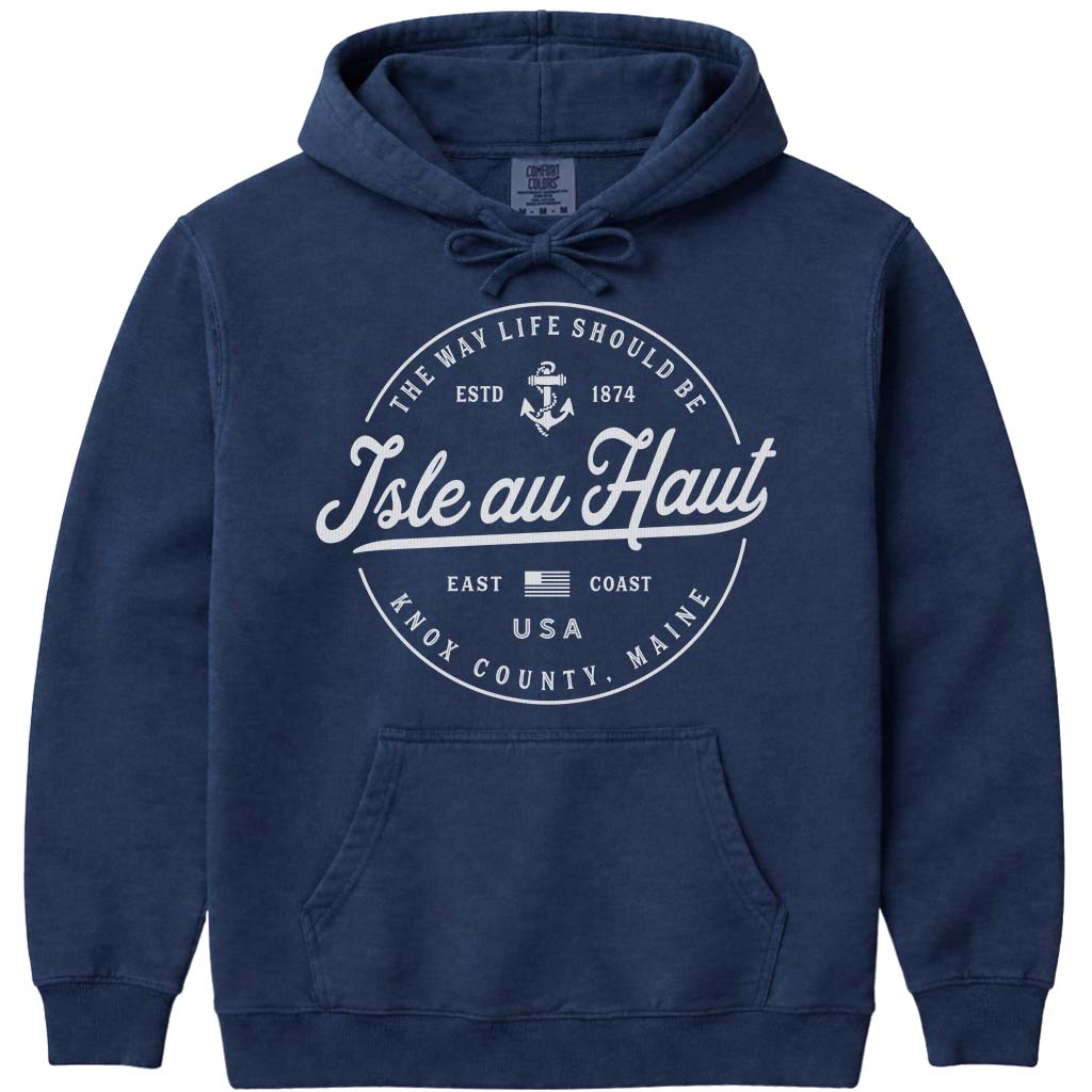 Isle au Haut Maine Vacation Hoodie Sweatshirt - Navy