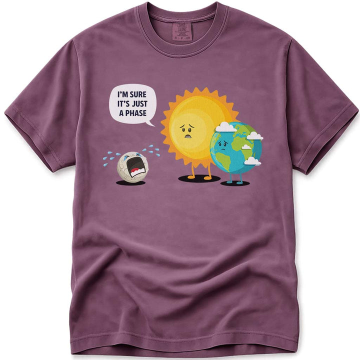 Its Just a Phase T Shirt Earth Sun and Moon - Berry