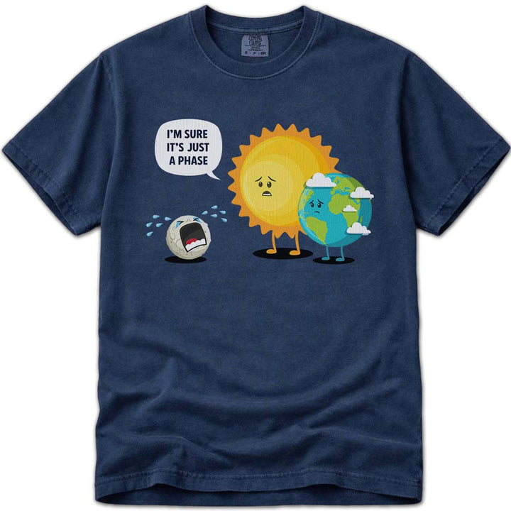 Its Just a Phase T Shirt Earth Sun and Moon - Navy