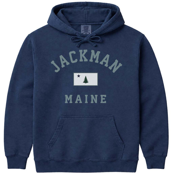 Retro Jackman Maine Flag Hooded Sweatshirt - Navy