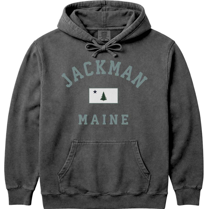 Retro Jackman Maine Flag Hooded Sweatshirt - Pepper