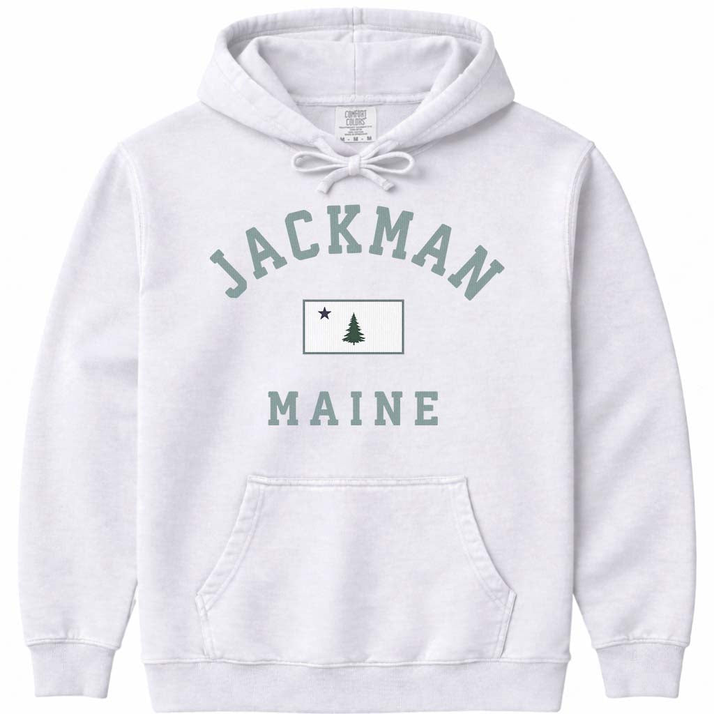 Retro Jackman Maine Flag Hooded Sweatshirt - White
