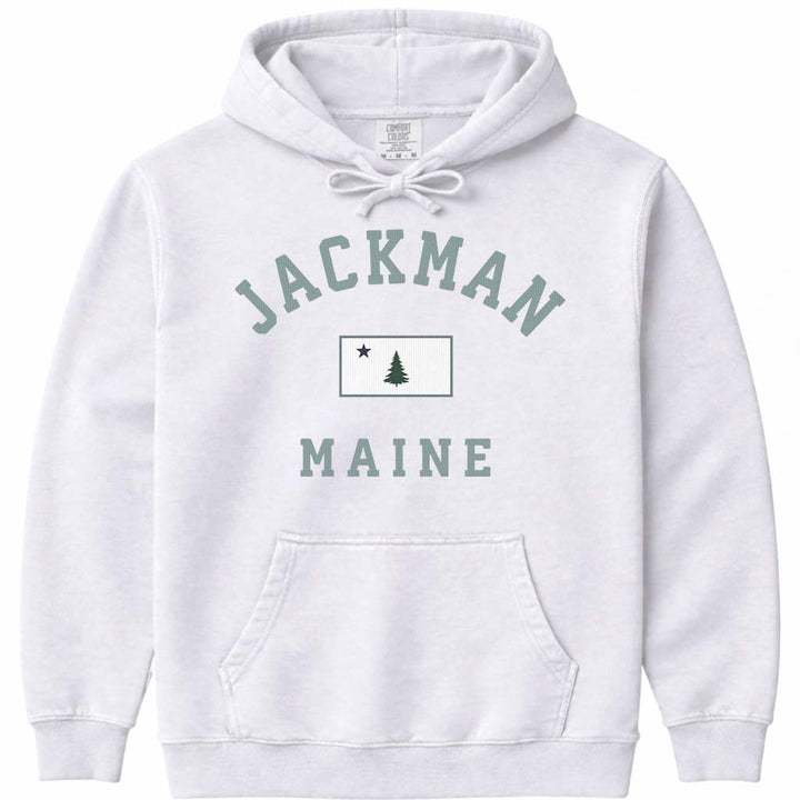 Retro Jackman Maine Flag Hooded Sweatshirt - White