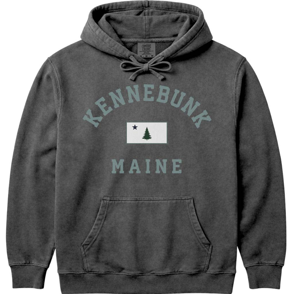 Kennebunk Maine Flag Hoodie Sweatshirt - Pepper