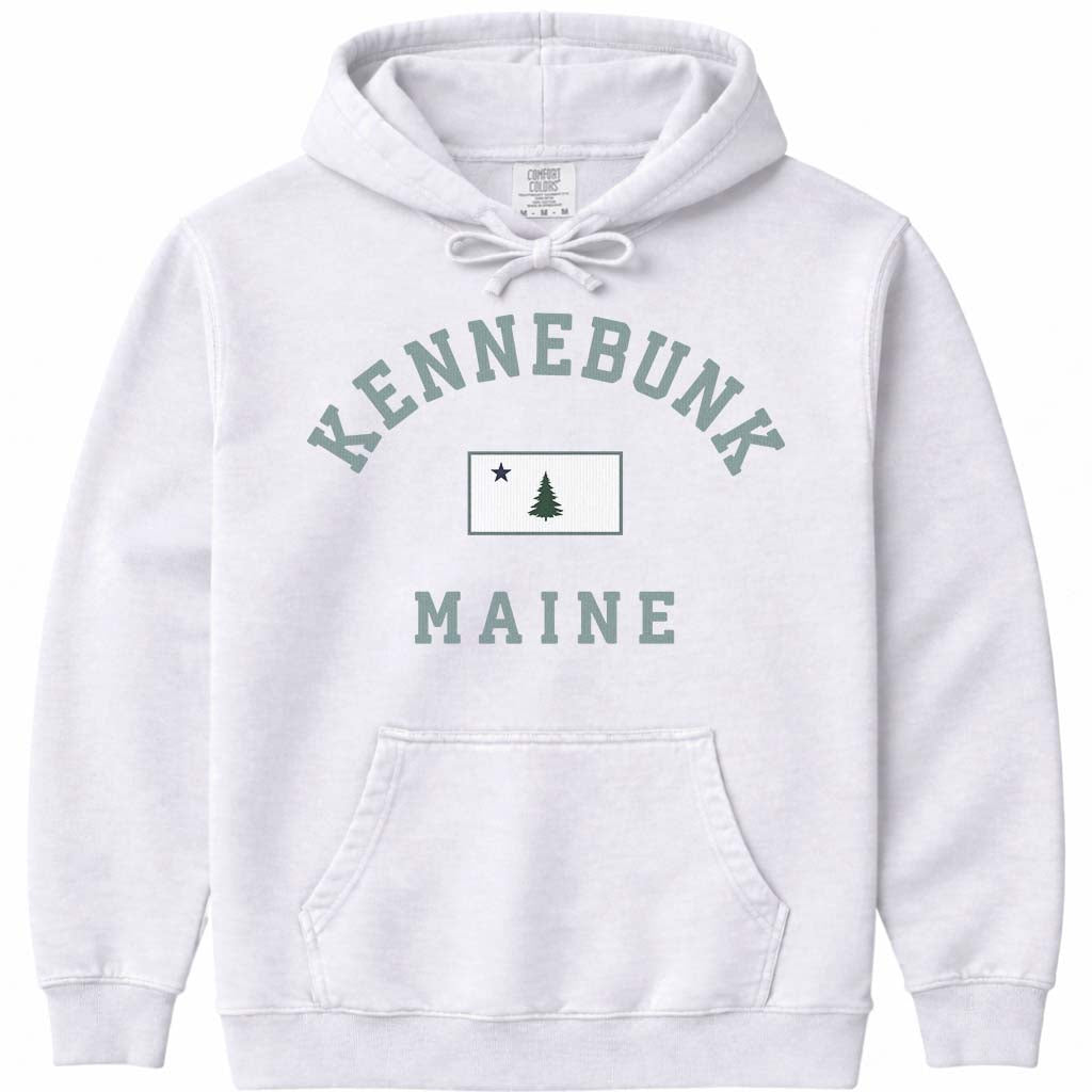 Kennebunk Maine Flag Hoodie Sweatshirt - White