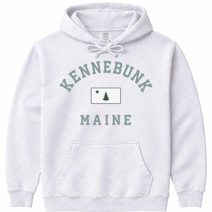 Kennebunk Maine Flag Hoodie Sweatshirt - White