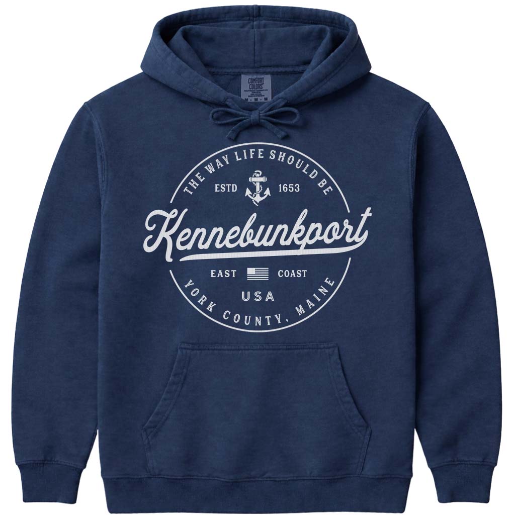 Kennebunkport Maine Travel Hooded Sweatshirt - Navy