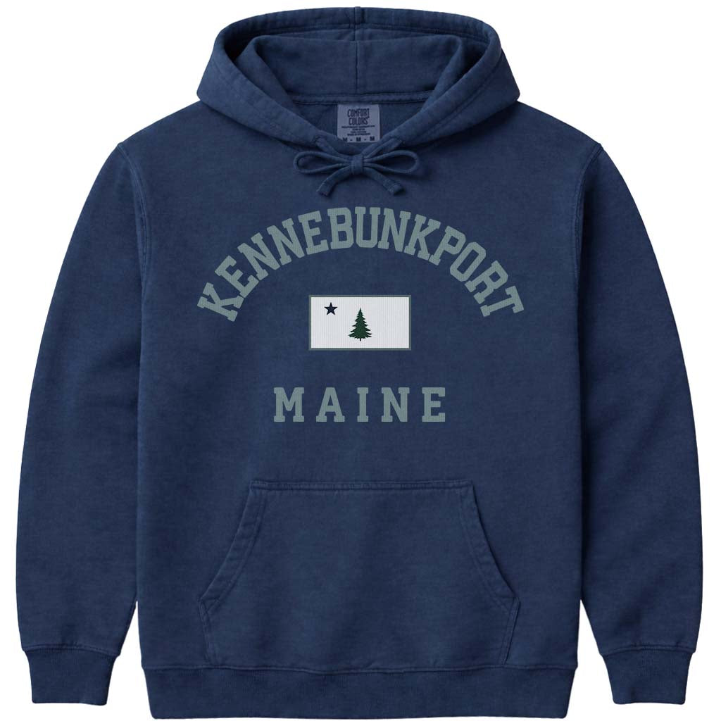 Kennebunkport Maine Arched Flag Hoodie - Navy