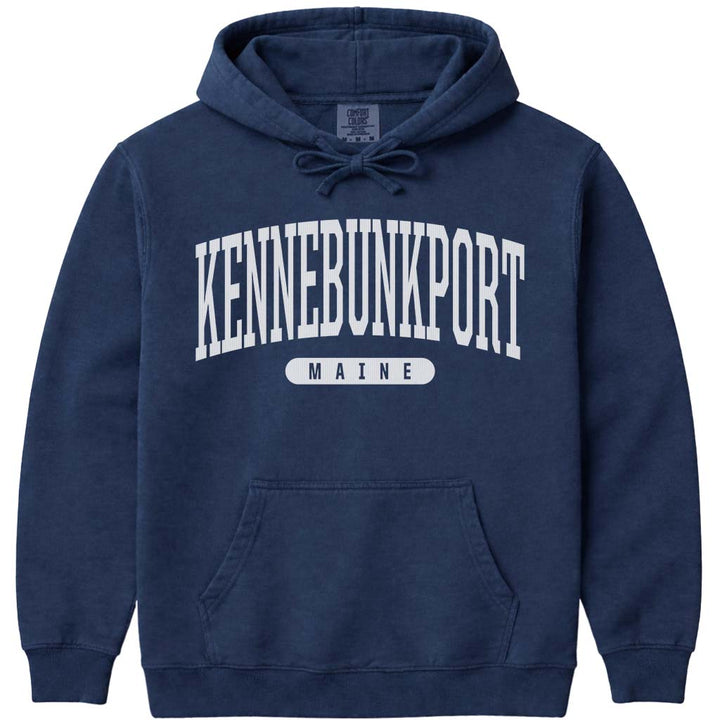 Kennebunkport Maine Block Letter Hoodie Sweatshirt - Navy