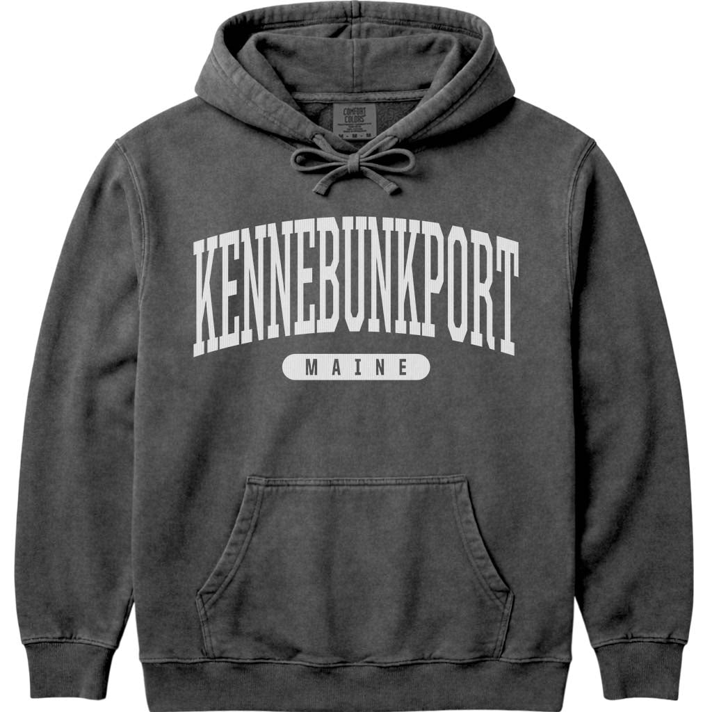 Kennebunkport Maine Block Letter Hoodie Sweatshirt - Pepper