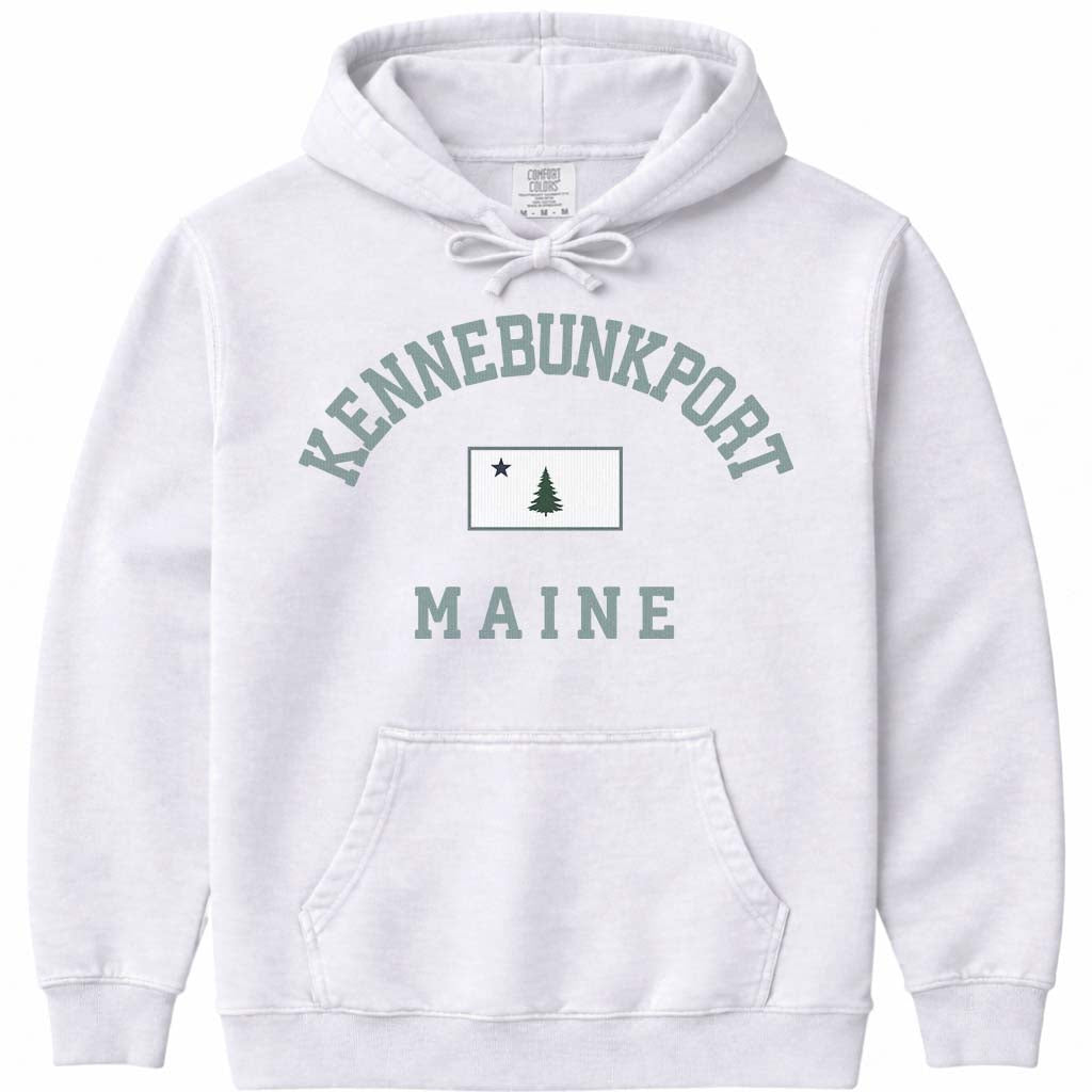 Kennebunkport Maine Arched Flag Hoodie - White