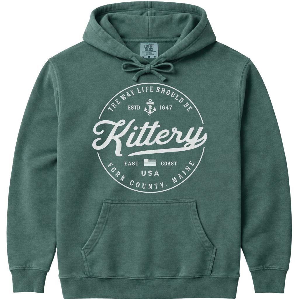 Kittery Maine Vacation Hoodie - Blue Spruce