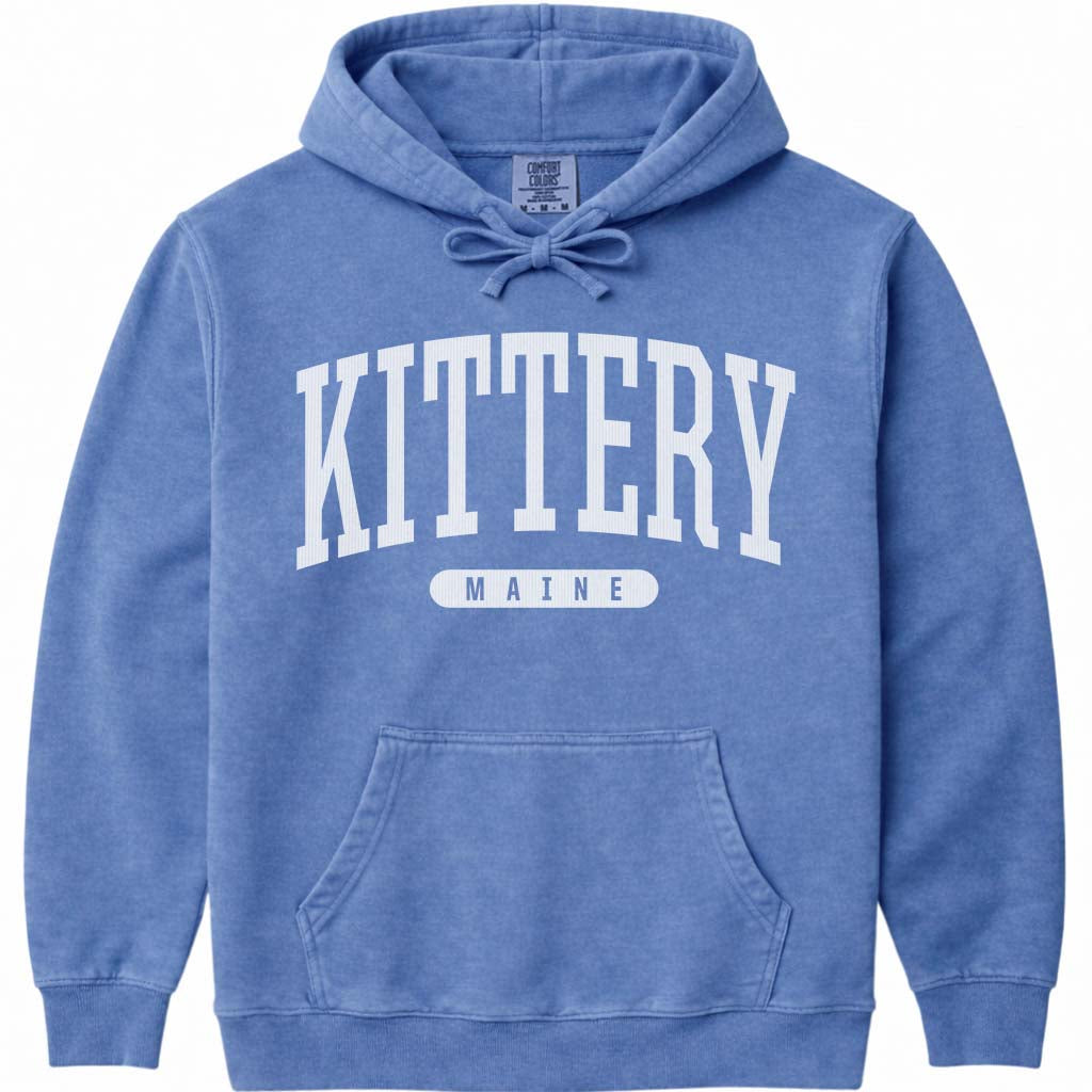 Vintage Kittery Maine Hooded Sweatshirt - Flo Blue