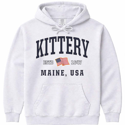 USA Flag Kittery Maine Hooded Sweatshirt