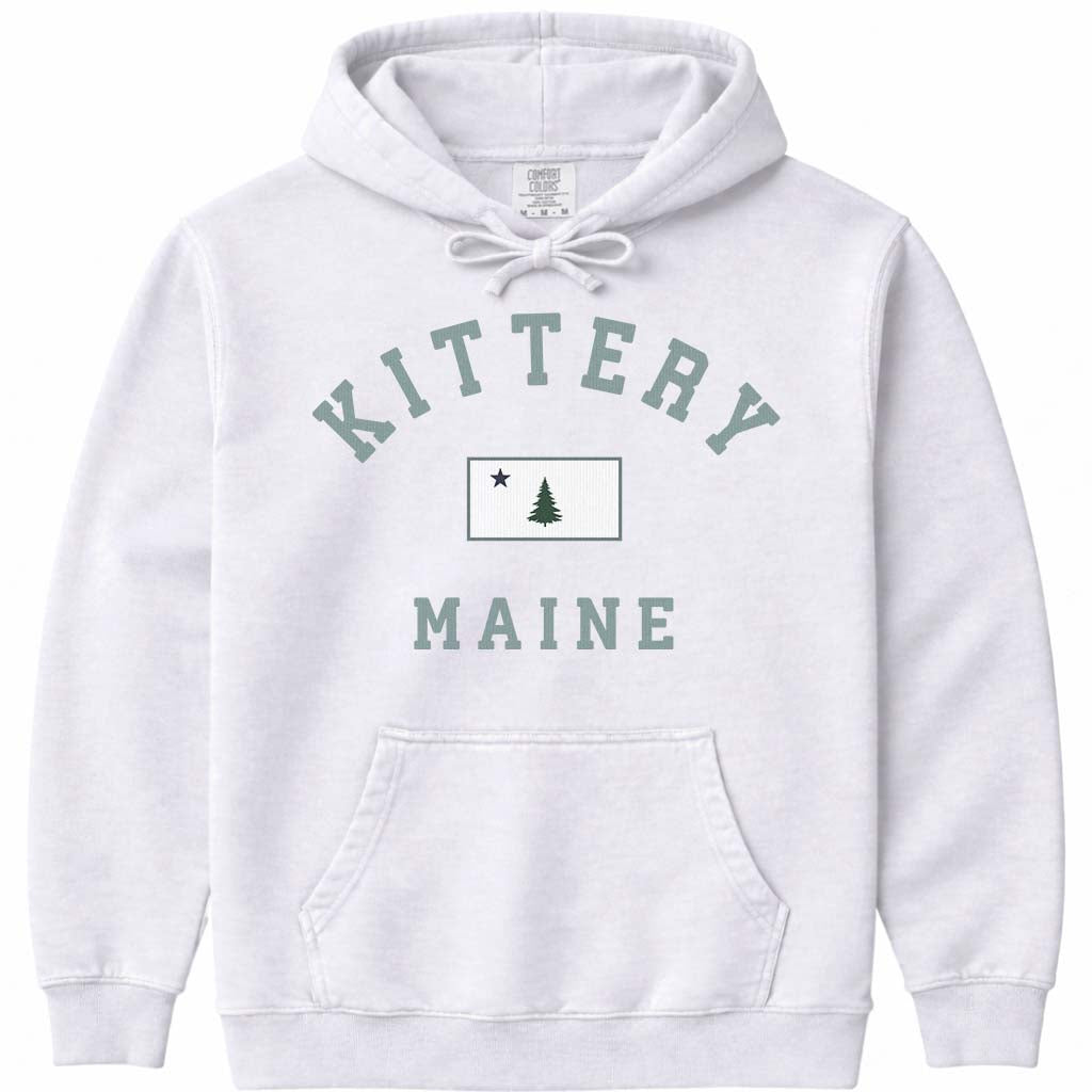 Old School Kittery Maine Flag Sweatshirt - White