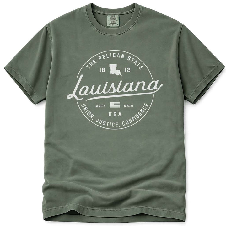 State of Louisiana T Shirt - Moss