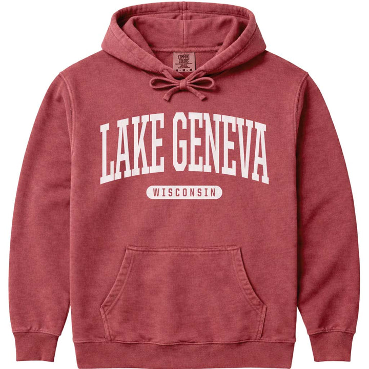 Lake Geneva Wisconsin Hoodie - Crimson