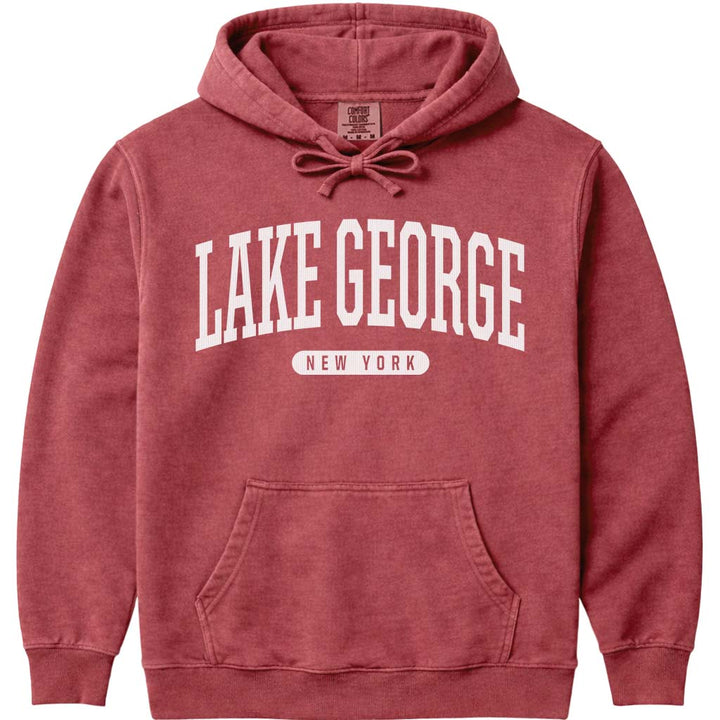 Lake George New York Hooded Sweatshirt - Crimson