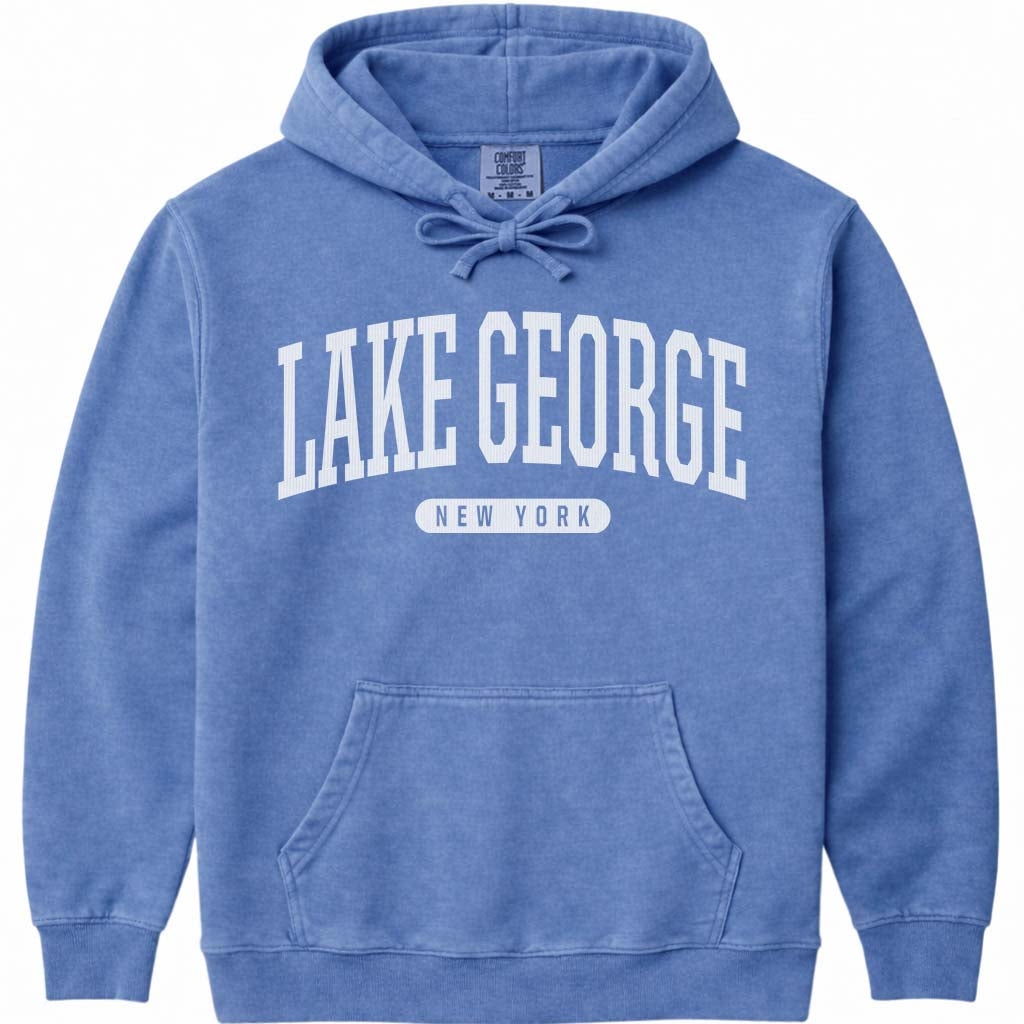 Lake George New York Hooded Sweatshirt - Flo Blue