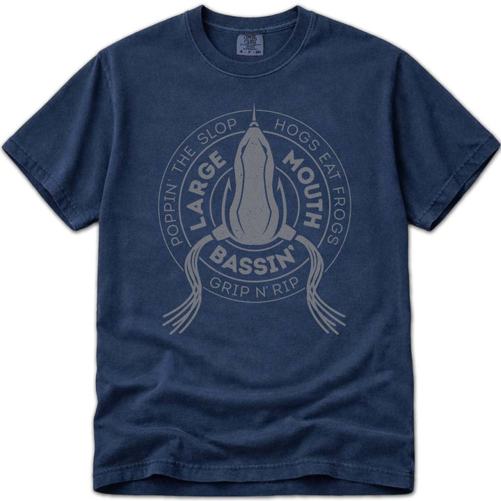 Largemouth Bass Fishing Shirt Frogs Take Hogs T Shirt - Navy